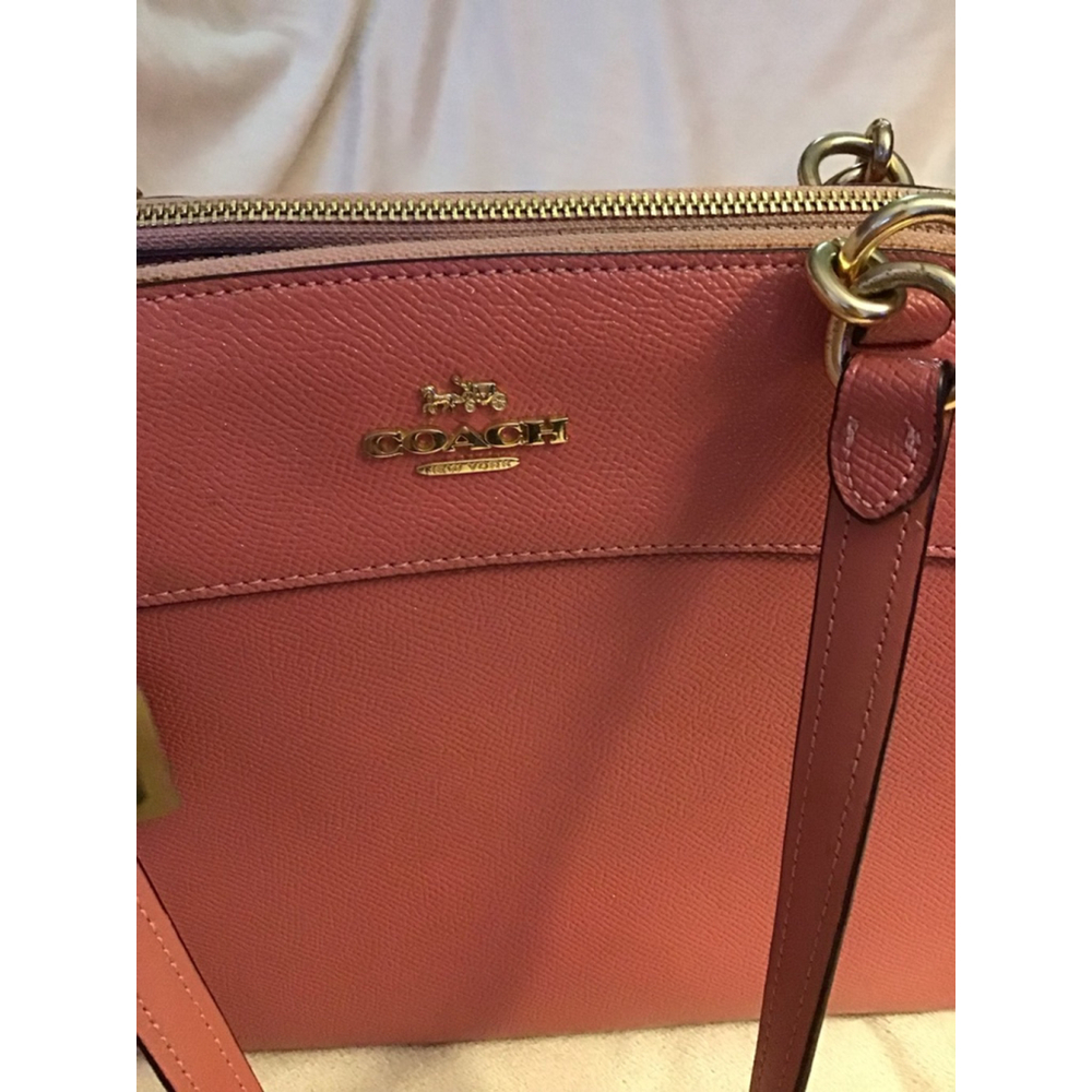 Women's Coach Rose Glitter Pink Leather Satchel Handbag Crossbody with Cloth Bag - Picture 2 of 16